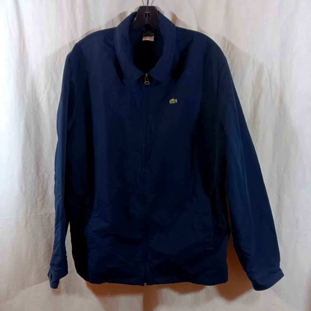 Lacoste Mens L/XL 56/6 Jacket Navy Blue Nylon Zippered Preppy
